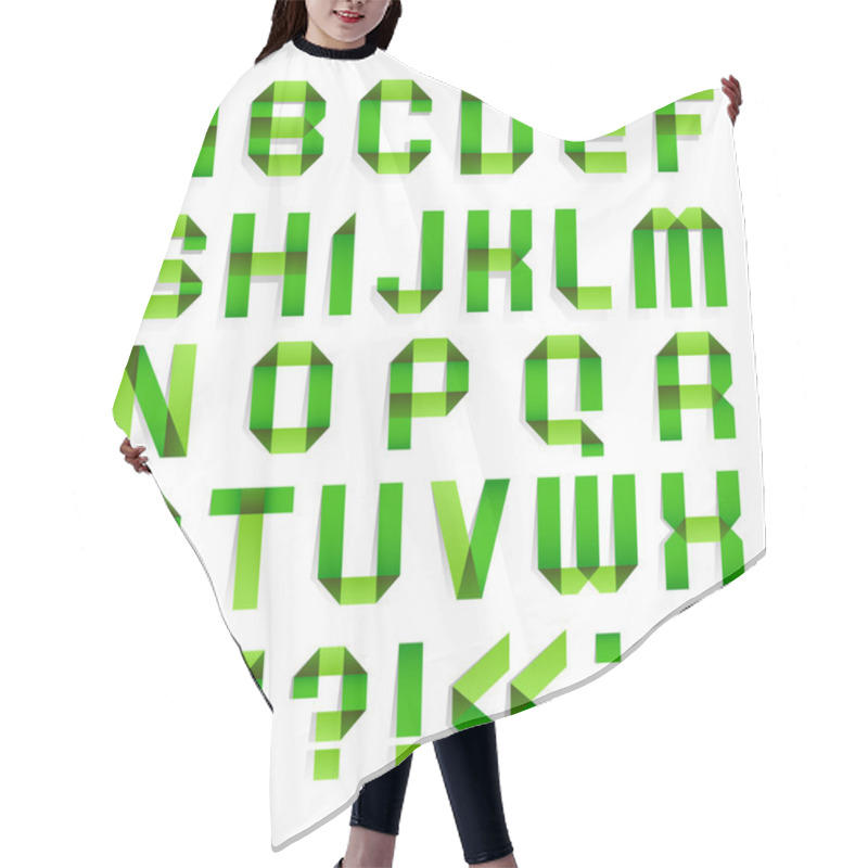 Personality  Alphabet Folded Paper - Green Letters. Hair Cutting Cape