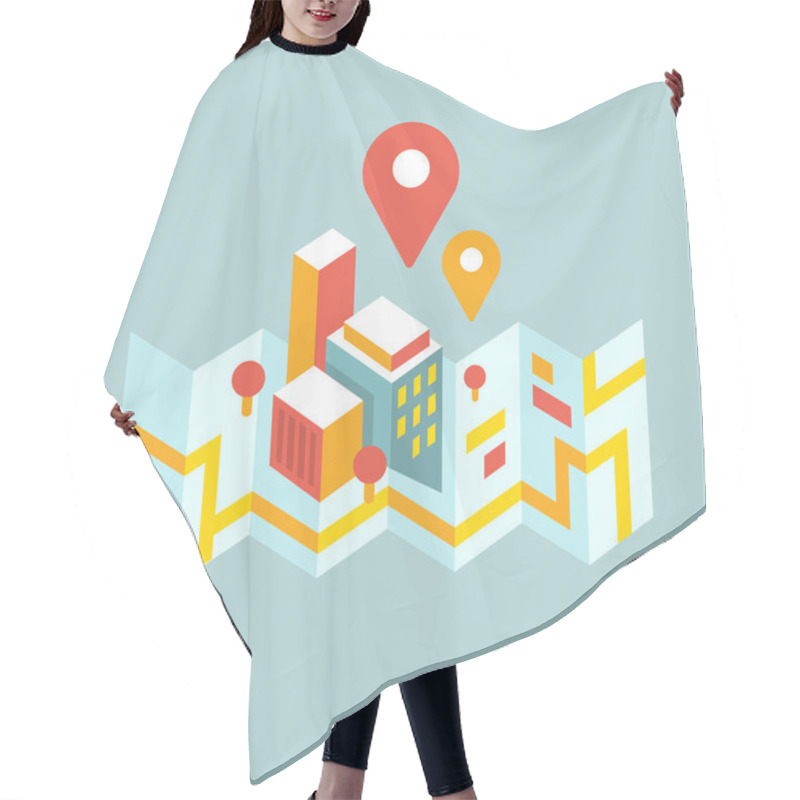 Personality  Modern City Map And Geo Signs Hair Cutting Cape