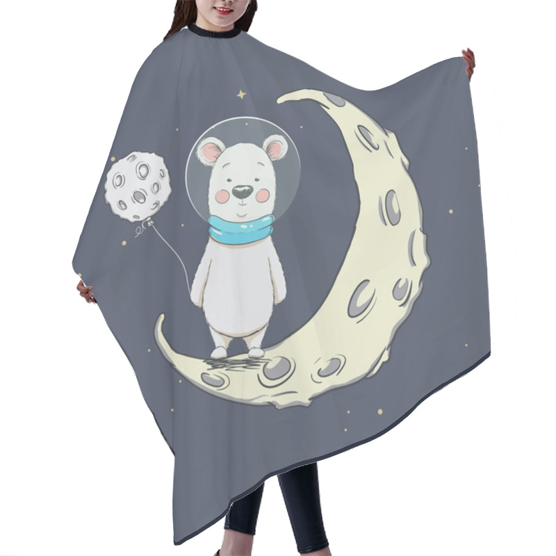 Personality  Cute Polar Bear On Crescent Moon Hair Cutting Cape