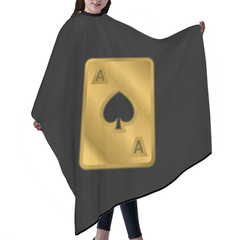 Personality  Ace Of Spades Gold Plated Metalic Icon Or Logo Vector Hair Cutting Cape