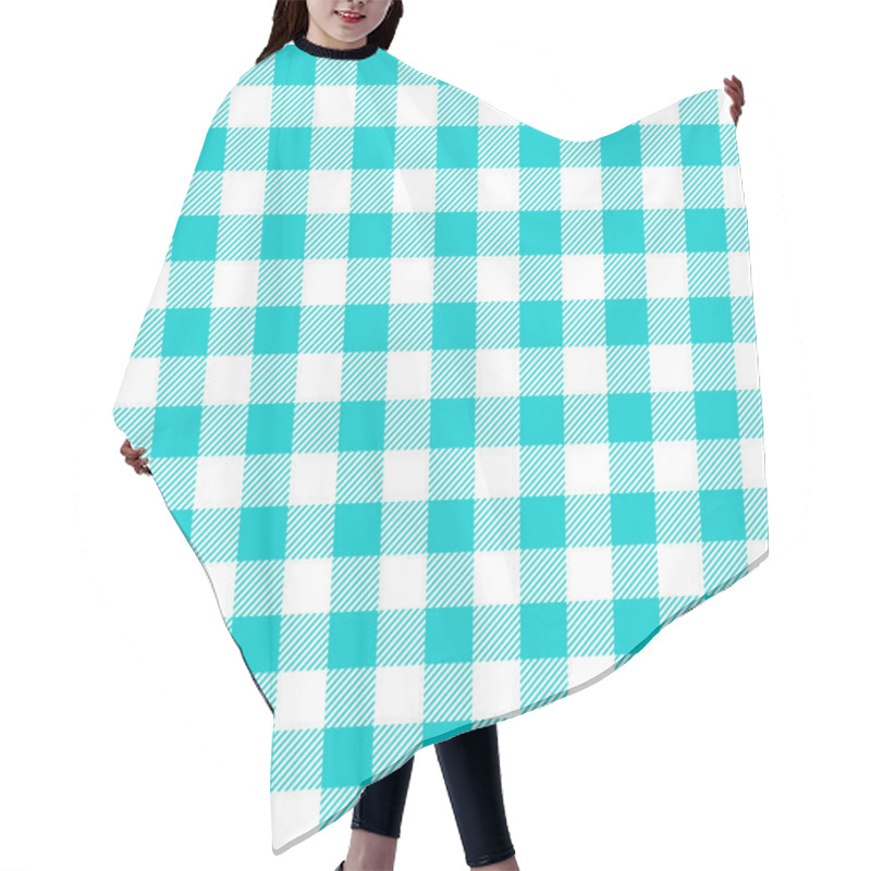 Personality  Turquoise And White Seamless Checkered Tartan Pattern With Stripes And Squares - Eps10 Vector Graphics And Illustration Hair Cutting Cape