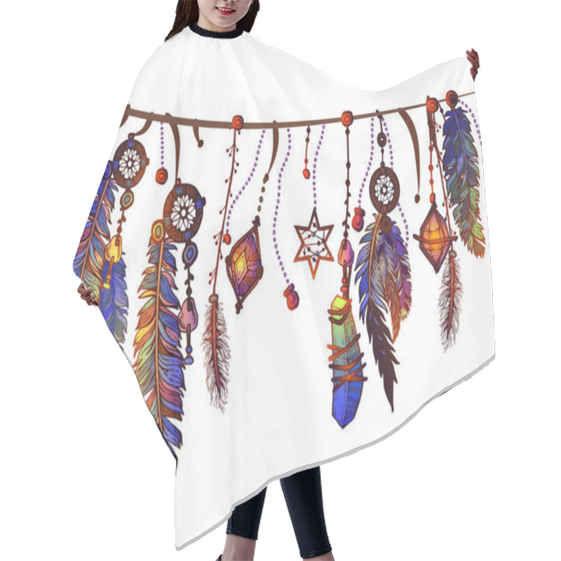 Personality  Seamless Border With Feathers And Crystals Hair Cutting Cape