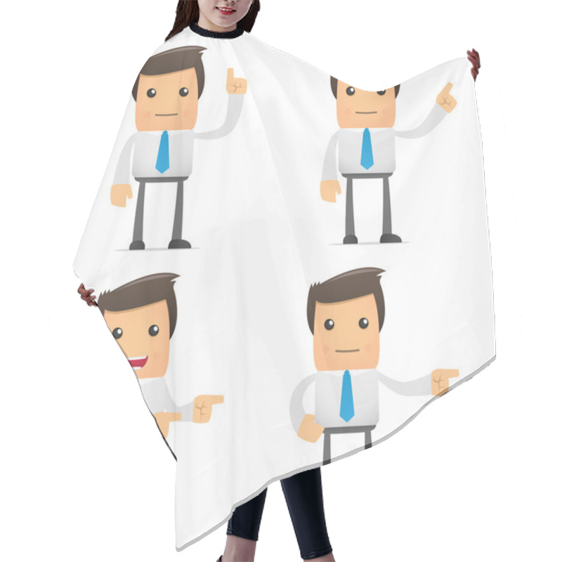 Personality  Set Of Funny Cartoon Office Worker Hair Cutting Cape