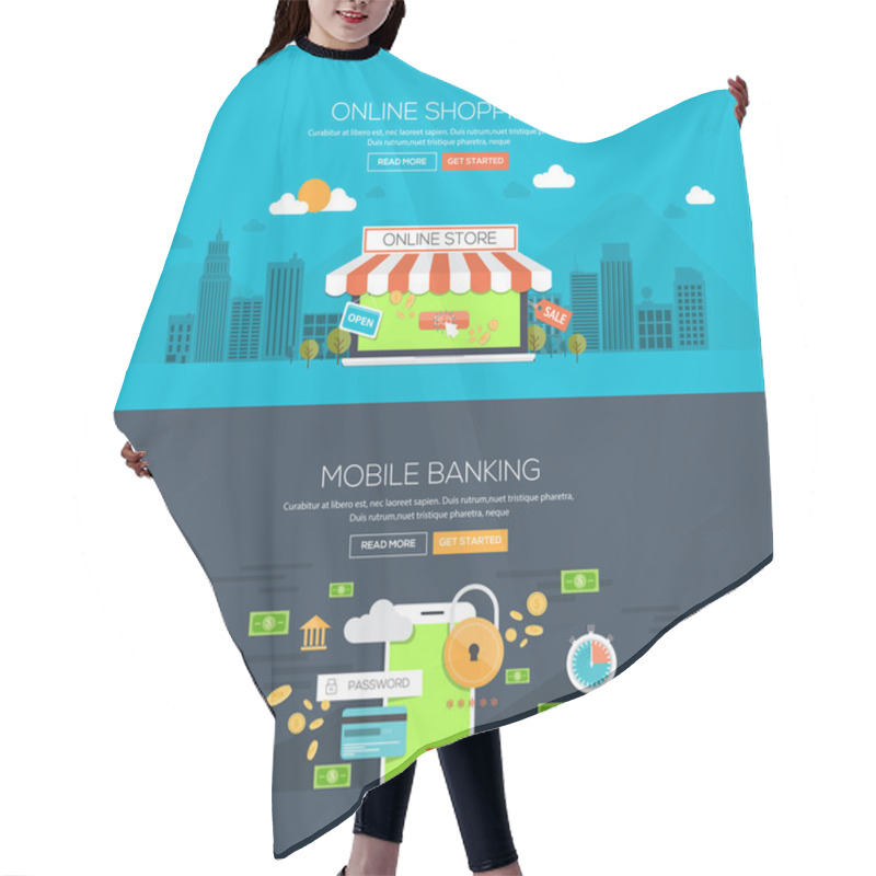 Personality  Flat Designed Banners Hair Cutting Cape