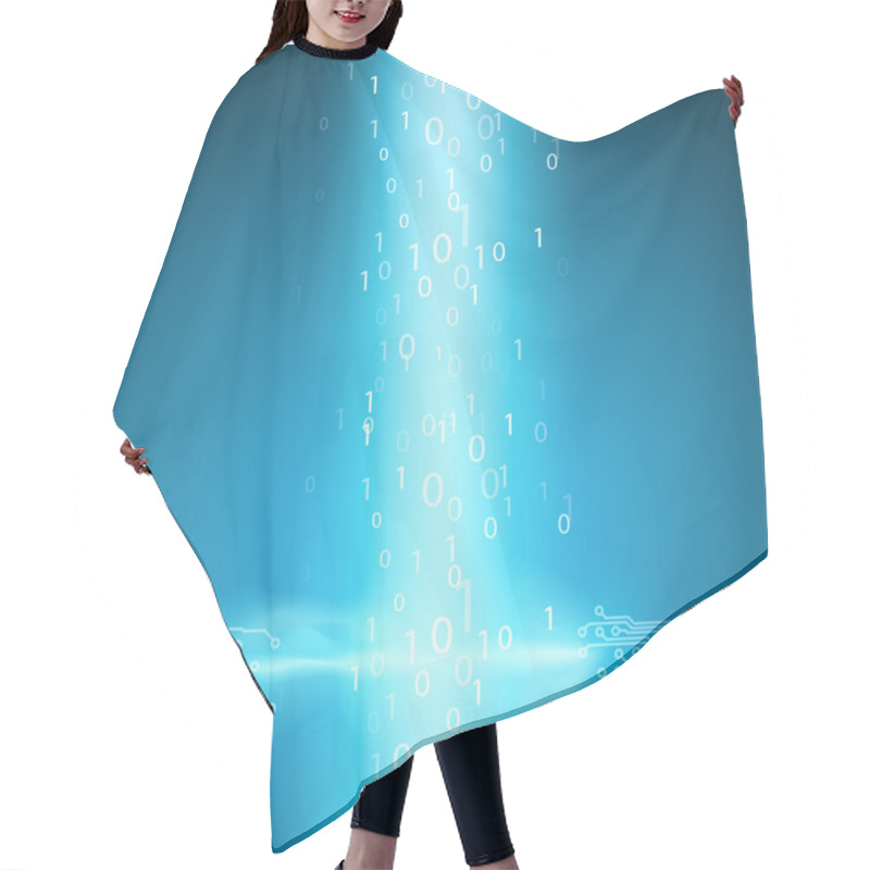 Personality  Stream Of Binary Code With A Circuit Board Texture Hair Cutting Cape