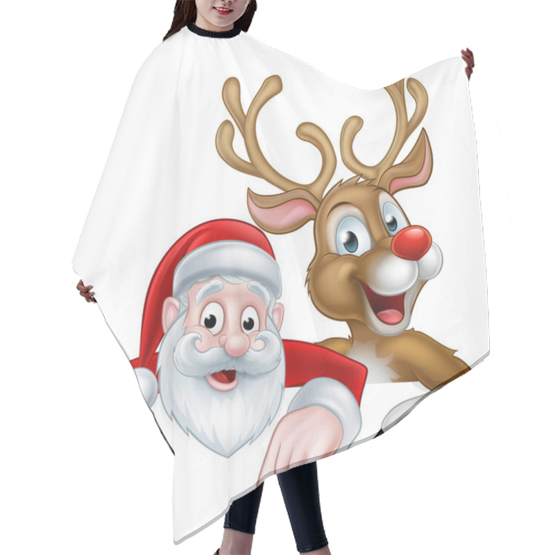 Personality  Cartoon Christmas Santa And Reindeer Hair Cutting Cape