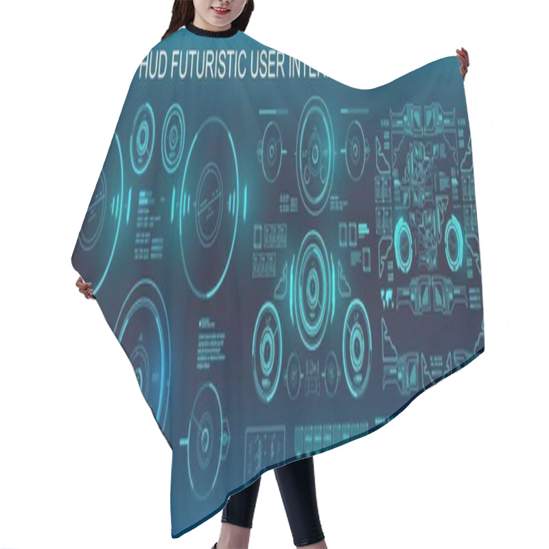 Personality  Dashboard Display Virtual Reality Technology Screen. HUD Futuristic User Interface. Hair Cutting Cape