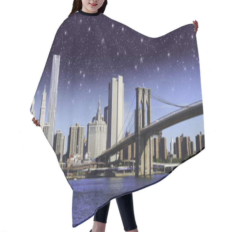 Personality  Starry Night Over Brooklyn Bridge In New York City Hair Cutting Cape