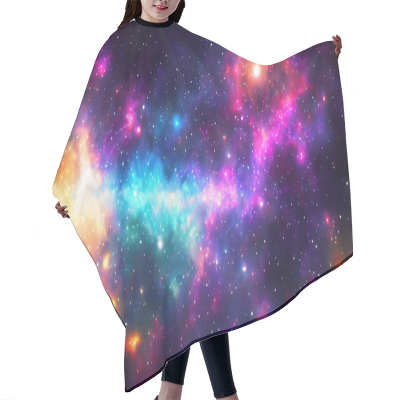 Personality  Vibrant Cosmic Nebulae And Starfield Background Hair Cutting Cape