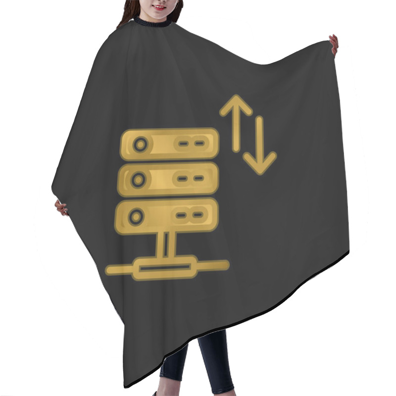 Personality  Bandwidth Gold Plated Metalic Icon Or Logo Vector Hair Cutting Cape