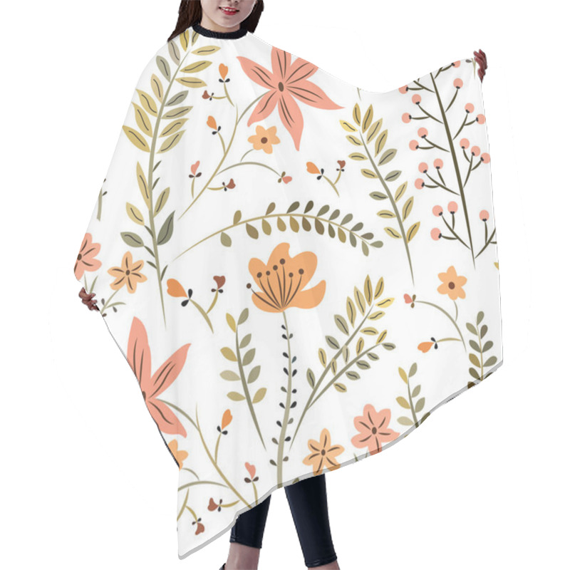 Personality  Pattern With Meadow Flowers And Grasses Hair Cutting Cape