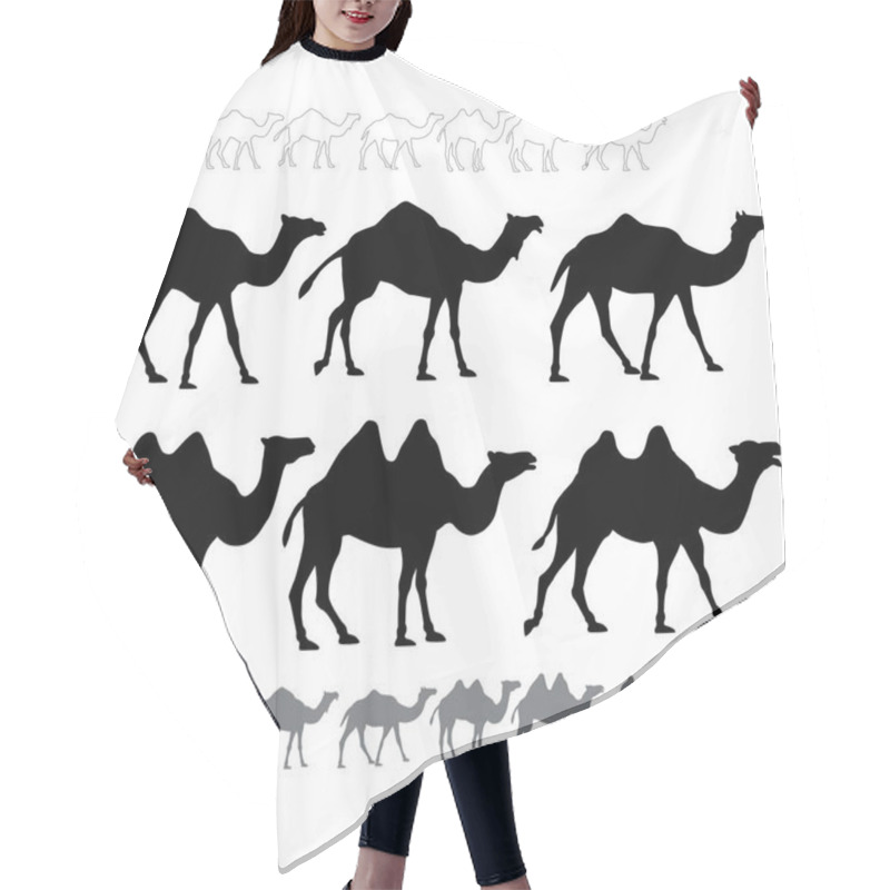 Personality  Set Of Black Silhouettes Vector Camels Hair Cutting Cape