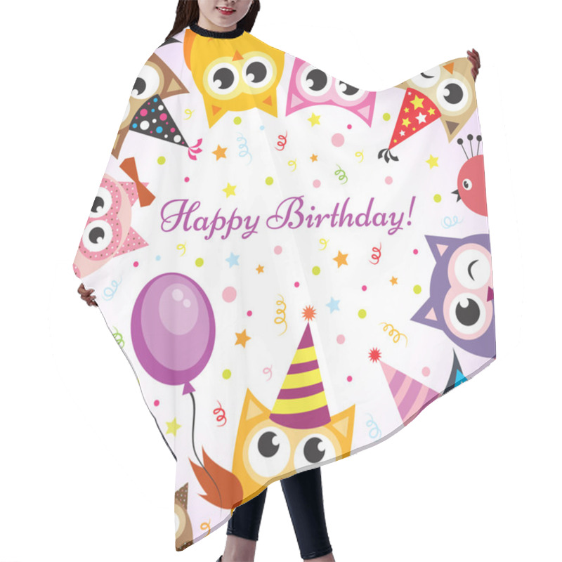 Personality  Birthday Card With Owls Hair Cutting Cape