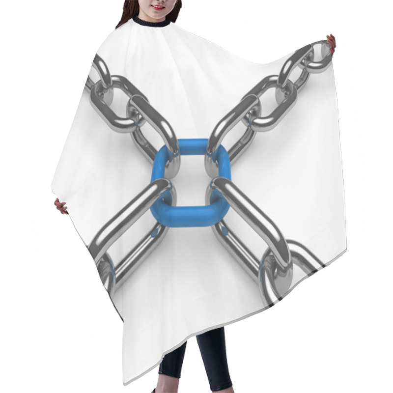 Personality  3d Chain Chrome Blue Hair Cutting Cape