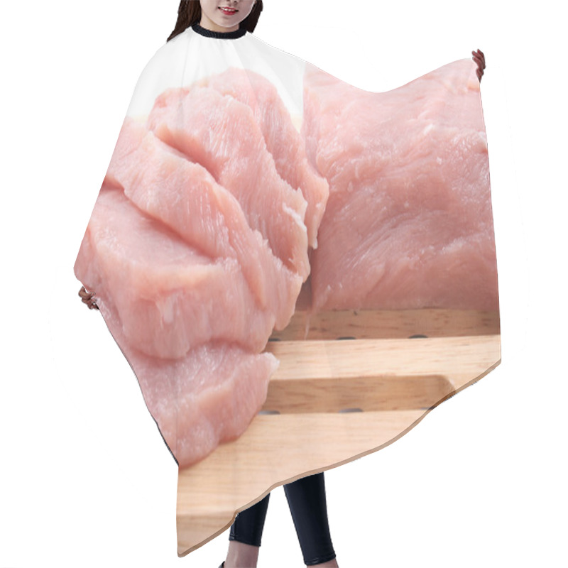 Personality  Boneless Pork Loin On Board - Isolated On White Hair Cutting Cape