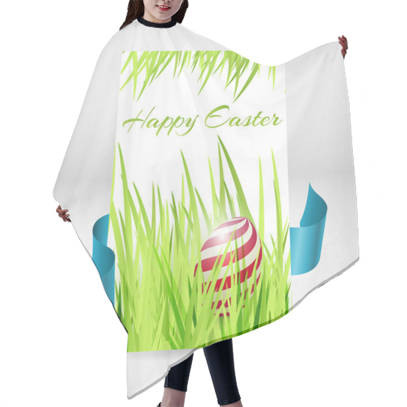 Personality  Greeting Card For Happy Easter With Eggs. Hair Cutting Cape