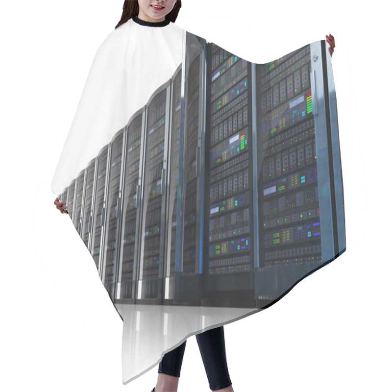 Personality  Row Of Network Servers In Data Center Hair Cutting Cape