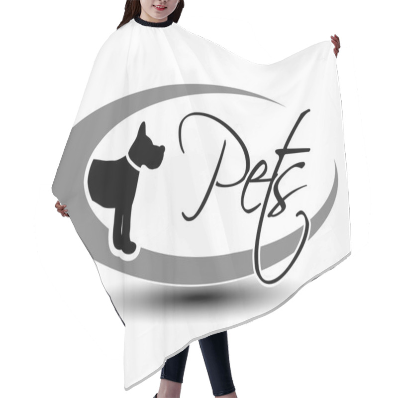 Personality  Label With Symbol Of Dog  Hair Cutting Cape