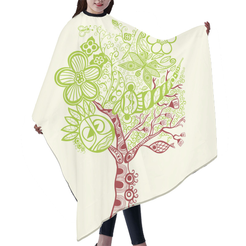 Personality  Surreal Abstract Tree Art Hair Cutting Cape