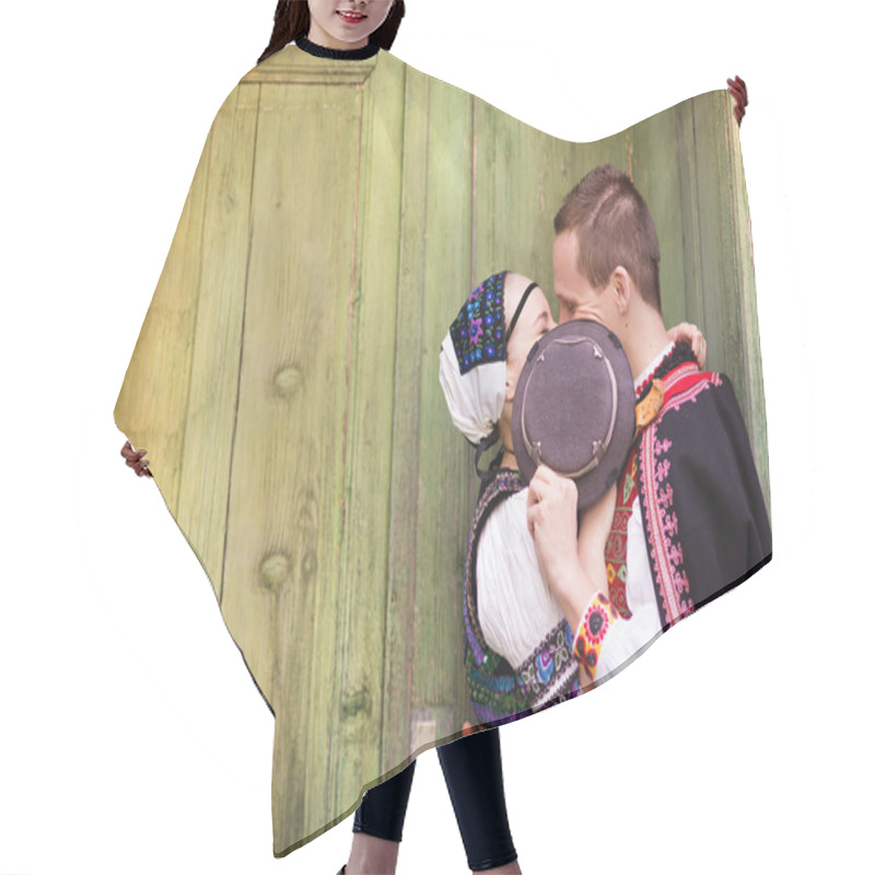 Personality  Couple In Folk Clothing Kissing Hair Cutting Cape