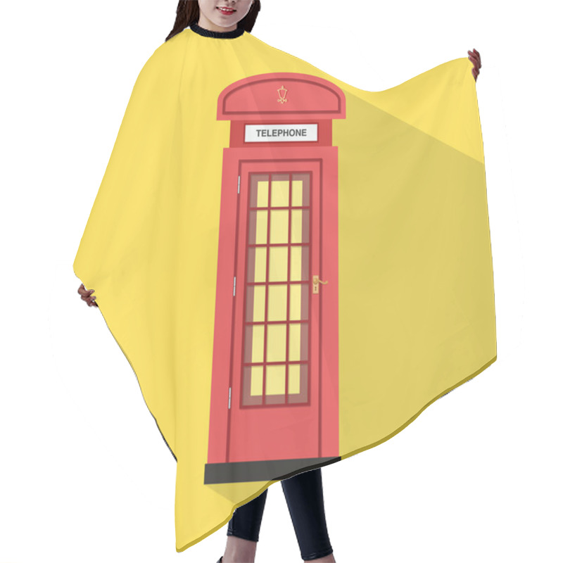 Personality  Flat Red Pay Phone With Yellow Background And Long Shadow Vector Hair Cutting Cape