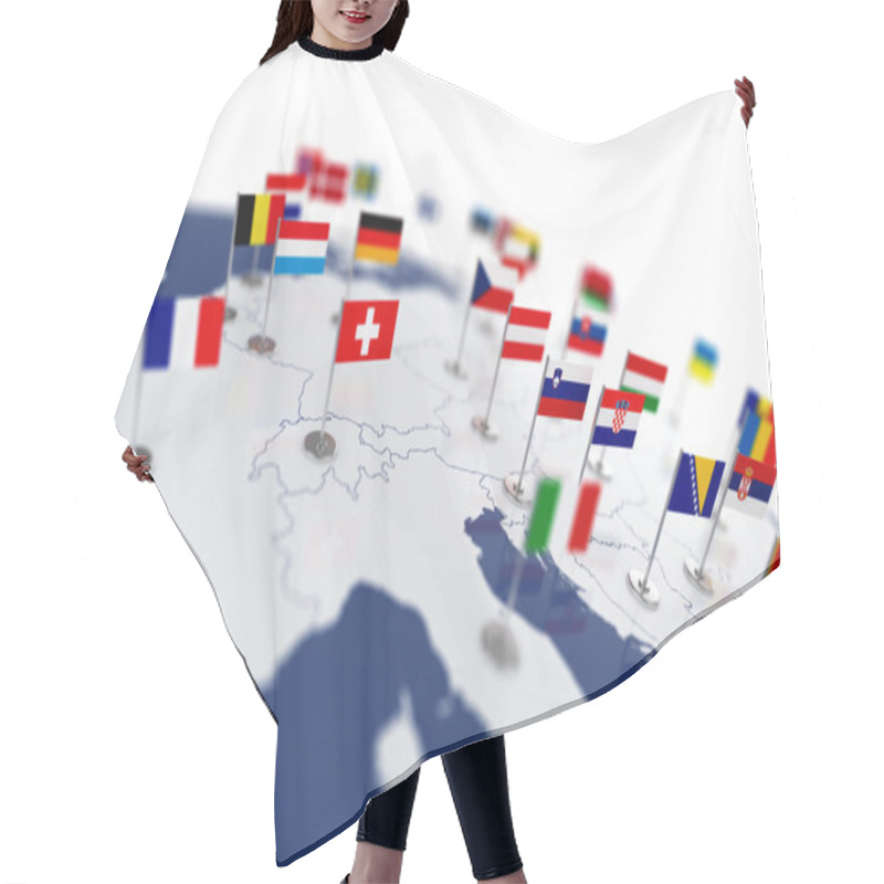 Personality  Europe Map With Countries Flags Hair Cutting Cape