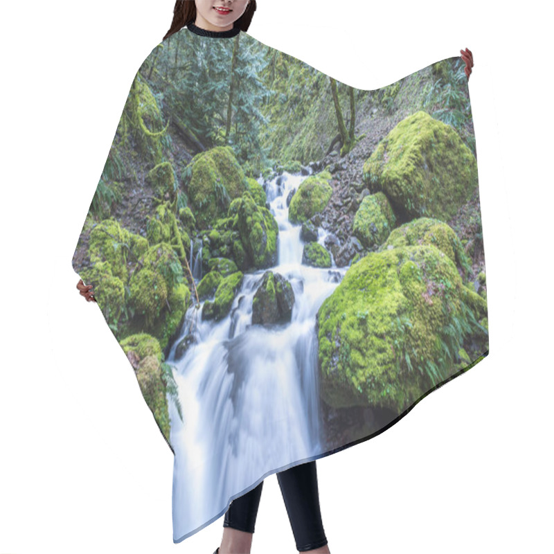 Personality  Cascading Waterfalls And Stream, Moss Covered Rocks. Iconic Oregon Image, Pacific Northwest Hair Cutting Cape