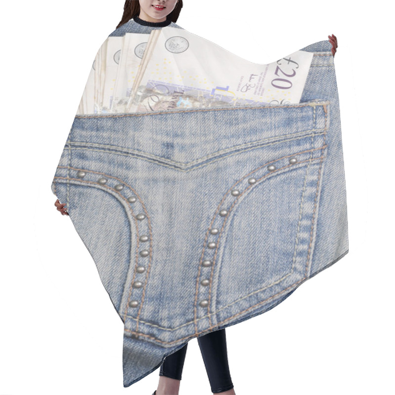 Personality  Jeans Hip Pocket With Pounds Hair Cutting Cape