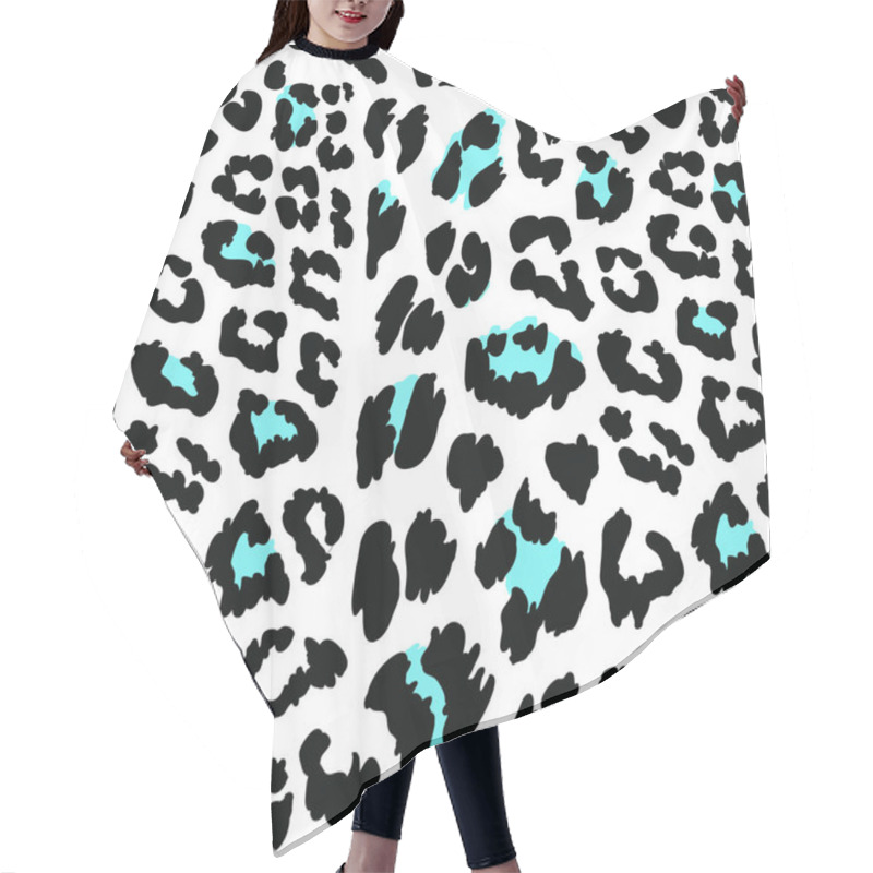 Personality  Leopard Spot Pattern With Blue Spots On White Background Hair Cutting Cape