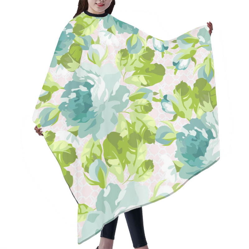 Personality  Floral Pattern With Blue Roses Hair Cutting Cape