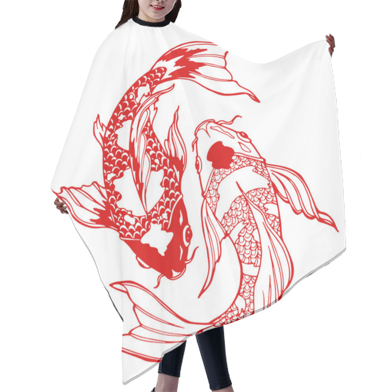 Personality  Koi Fish; Ying Yang Symbol Hair Cutting Cape