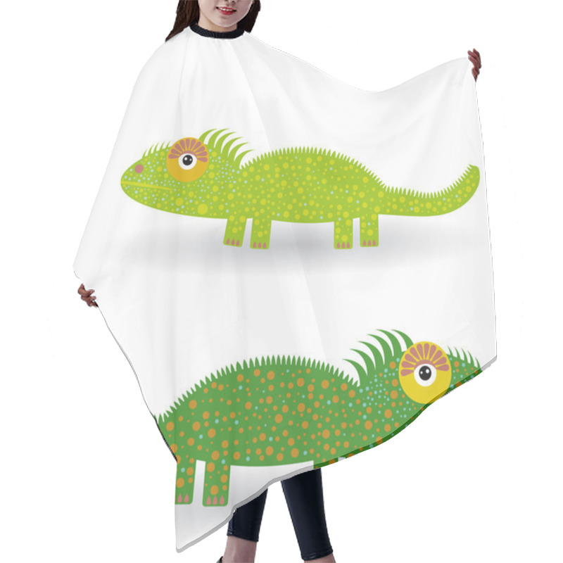 Personality  Funny Green Iguanas Hair Cutting Cape