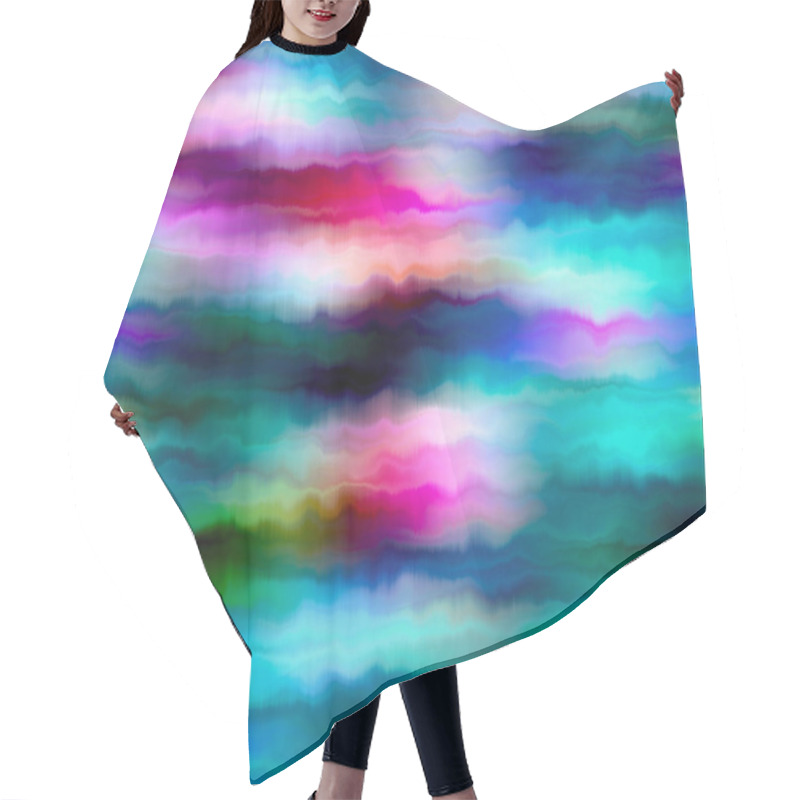 Personality  Bleed Stripe Summer Tie Dye Batik Beach Wear Pattern. Seamless Variegated Gradient Space Dyed Shibori Effect. Washed Out Painterly Trendy Fashion Print Background.  Hair Cutting Cape