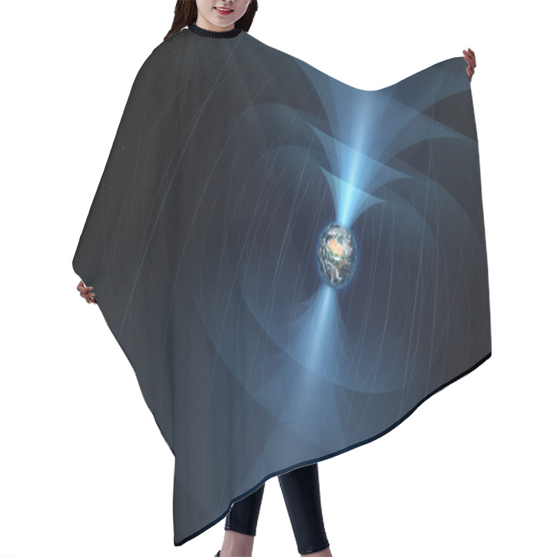 Personality  Planet Earth With It's Magnetic Field Illustrated Hair Cutting Cape