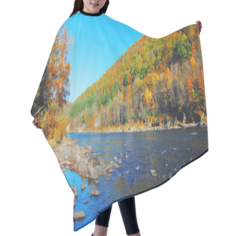 Personality  Autumn Mountain With River Panorama Hair Cutting Cape