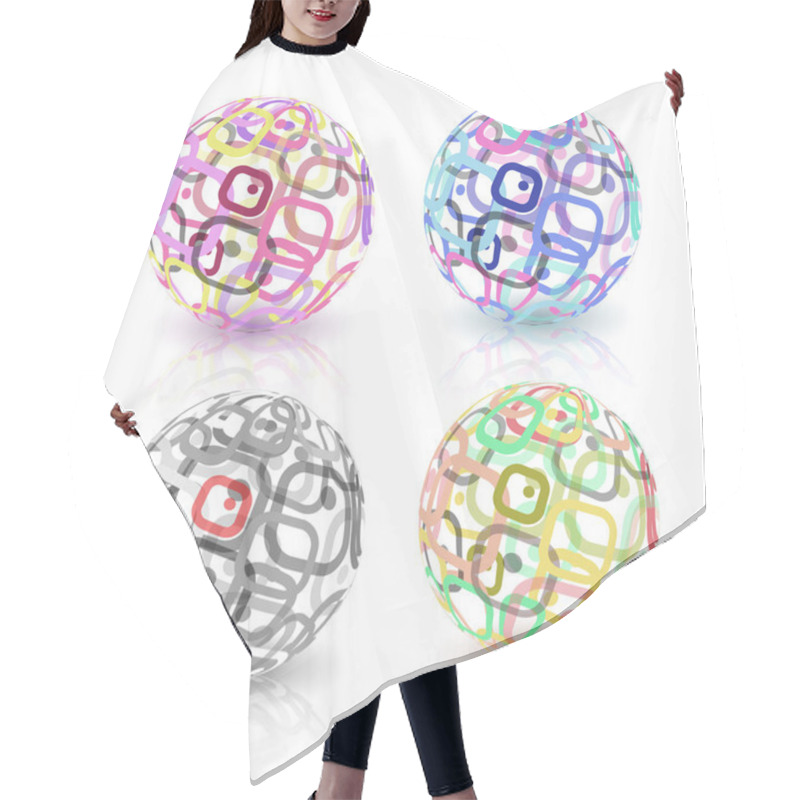 Personality  Set Of Abstract Globes Made From Retro Rectangles. Hair Cutting Cape