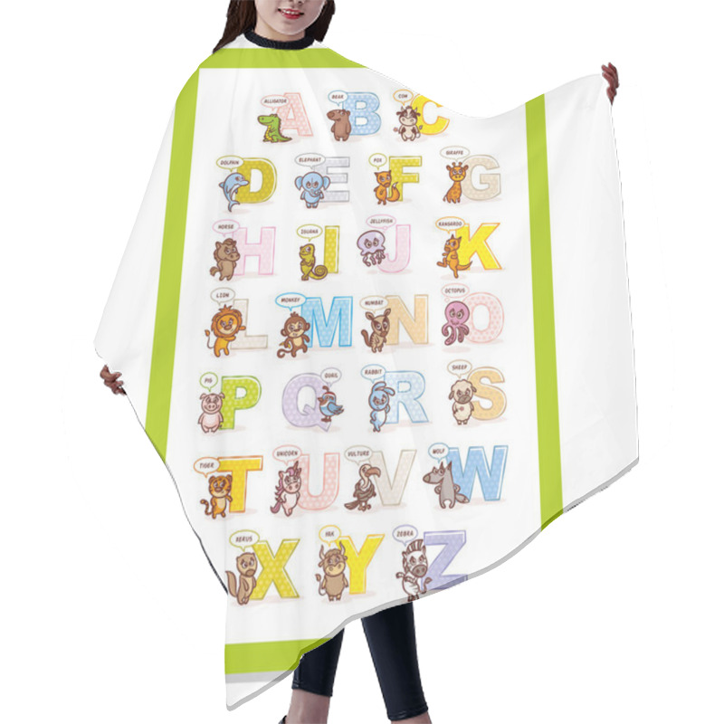 Personality  Poster ABC ZOO Alphabet Letters Hair Cutting Cape