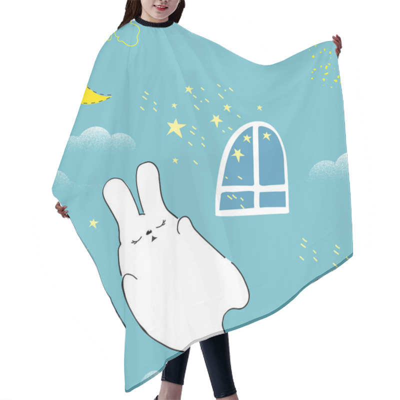 Personality  Seamless Pattern Cute Sleeping Baby Bunny Hair Cutting Cape