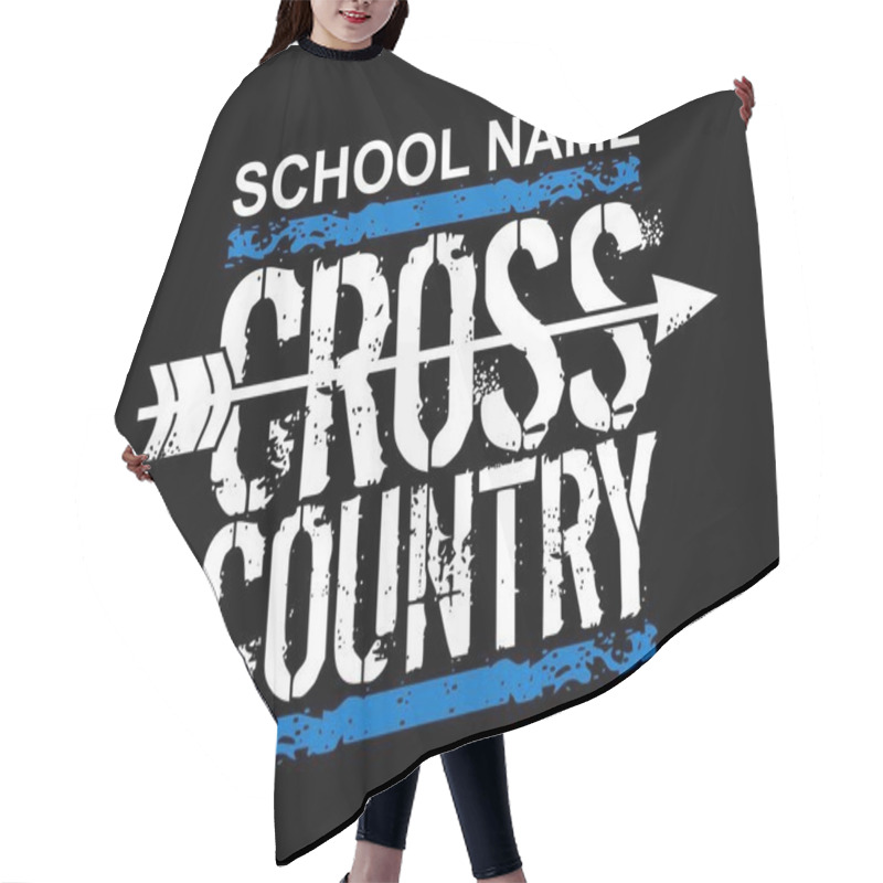 Personality  Distressed Cross Country Team Design With Arrow For School, College Or League Hair Cutting Cape