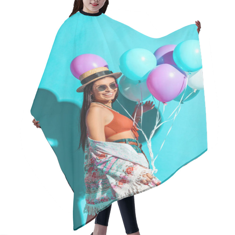 Personality  Hippie Woman With Balloons  Hair Cutting Cape