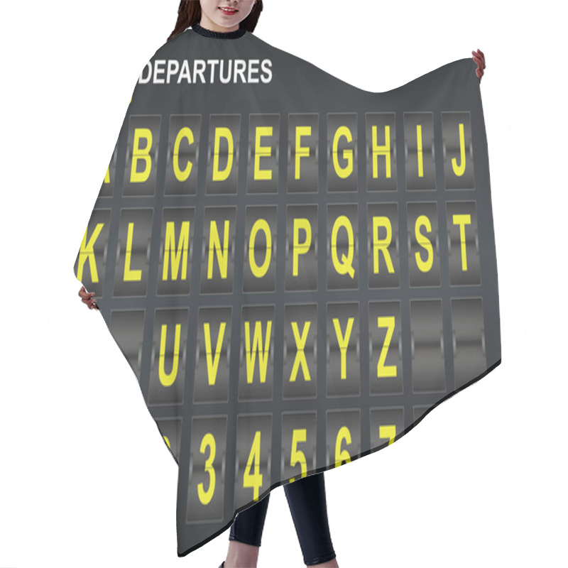 Personality  Alphabet In Airport Arrival And Departure Display Style Template.  Hair Cutting Cape