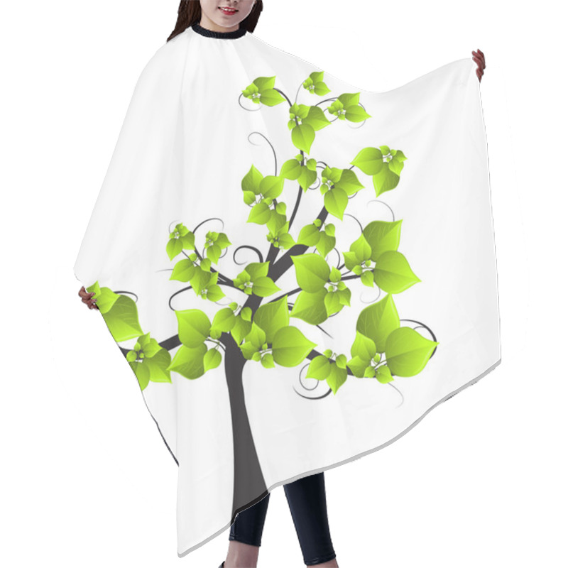 Personality  Season Tree With Green Leaves Hair Cutting Cape