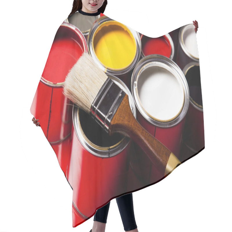 Personality  Paint Buckets, Paint And Brush Hair Cutting Cape