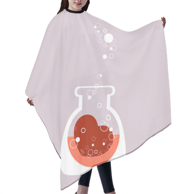 Personality  Chemical Test Tube With Heart. Vector Illustration. Hair Cutting Cape