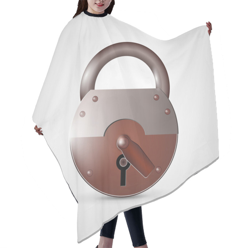 Personality  Lock Icon On Light Grey Background Hair Cutting Cape