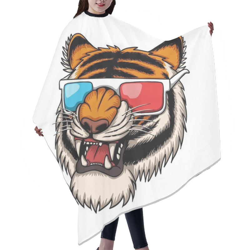 Personality  Tiger Wearing 3d Eyeglasses For Your Company Or Brand Hair Cutting Cape