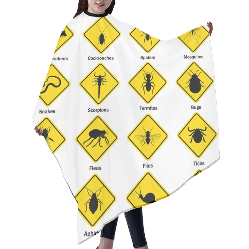 Personality  Pest And Insect Control Icons Set. Hair Cutting Cape