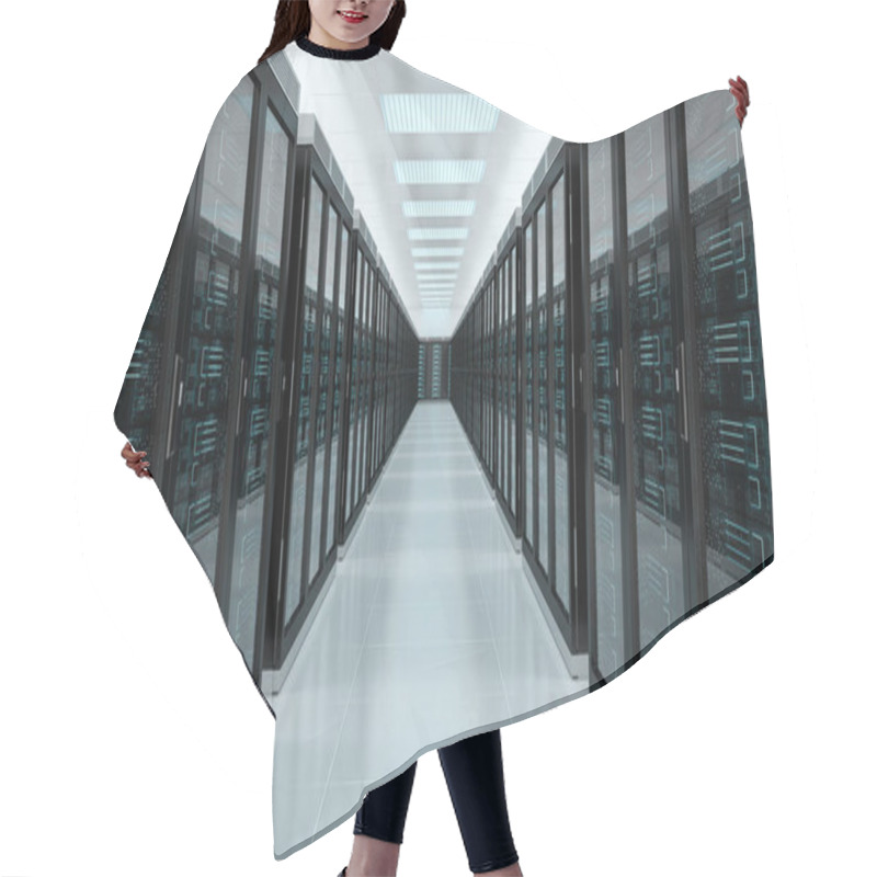 Personality  Server Room Data Center Interior 3D Rendering Hair Cutting Cape