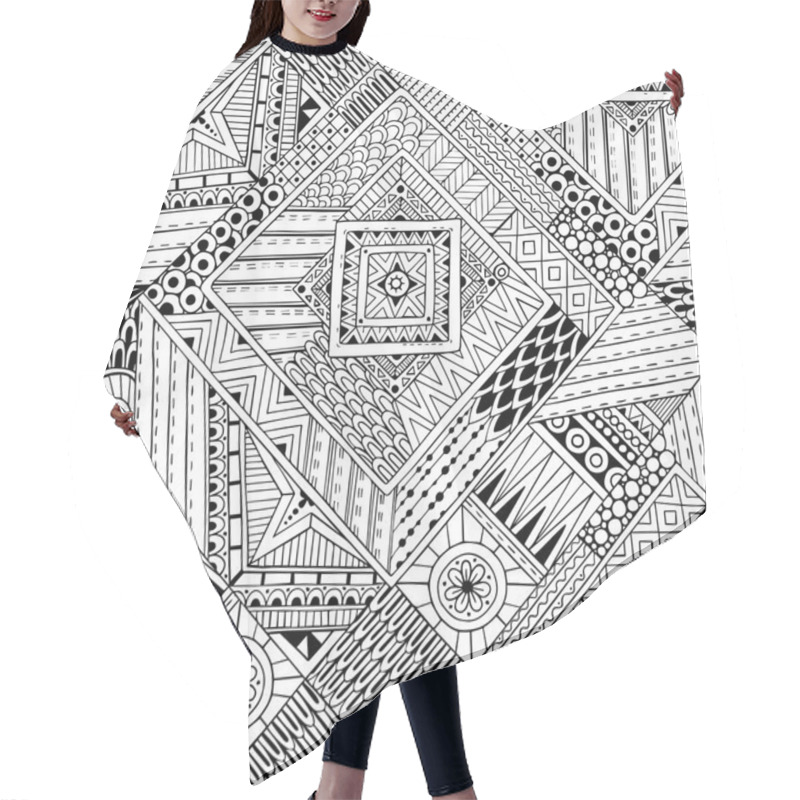 Personality  Abstract Striped Textured Geometric Tribal Seamless Pattern. Hair Cutting Cape