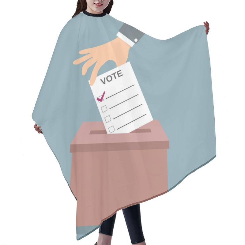 Personality  Voting Concept In Flat Style Hair Cutting Cape